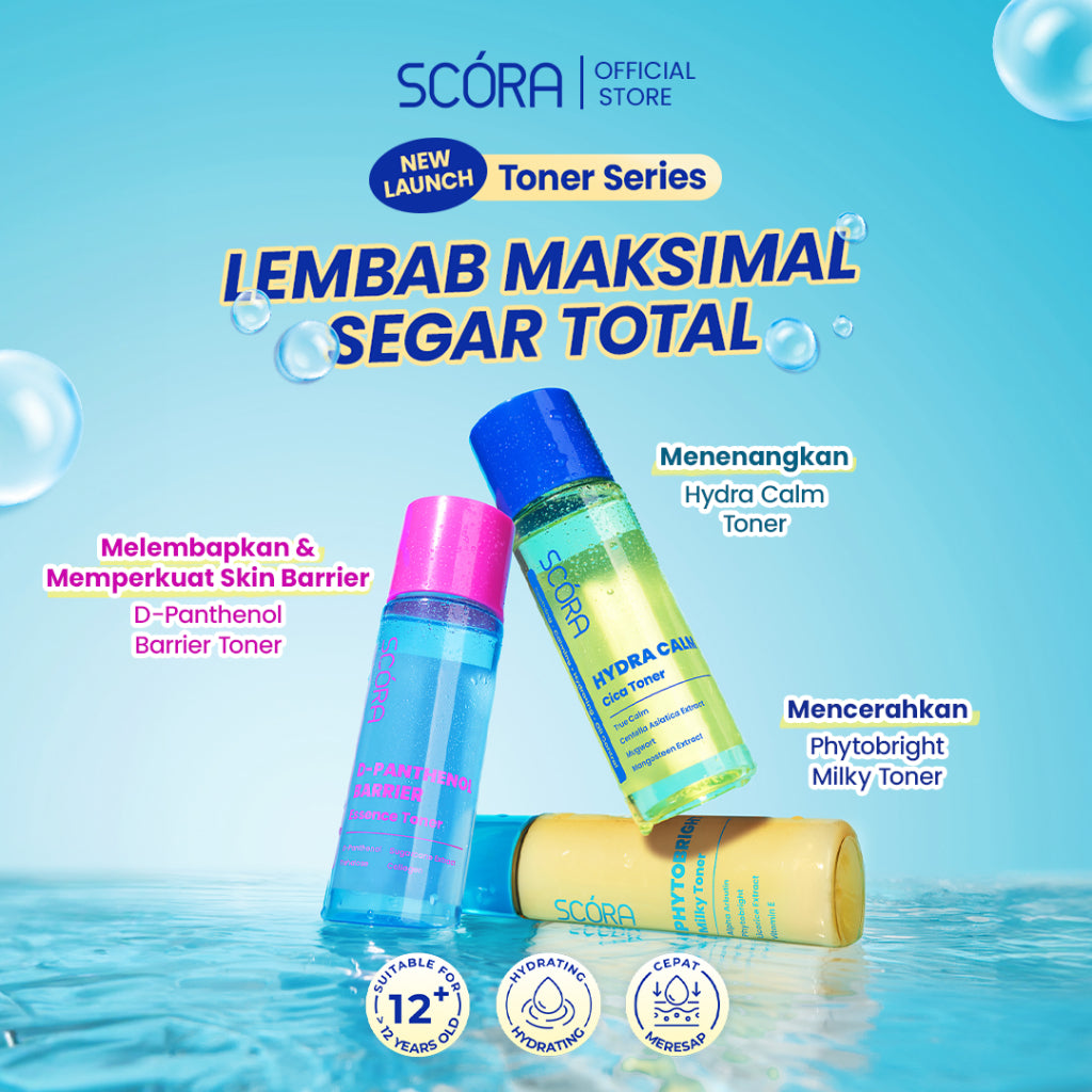 [NEW LAUNCH] SCORA Toner Series 80ml - Hydra Calm Cica Toner, Phytobright Milky Toner, D–Panthenol Barrier Essence