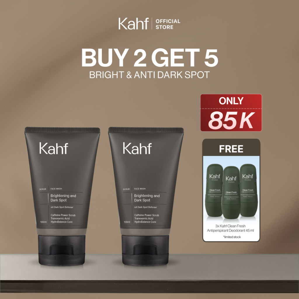 [SPECIAL 11.11 : B2G5 - KAHF BUNDLE 2IN1 PAKET FACIAL WASH] Complete Acne Care & Brightening Face Wash Pack 100 ml isi 2 pcs - Wajah Glowing, Cerah, Anti Ketarik, & Bebas Kusam - Bundle Perawatan Wajah Pria - Kombinasi Sabun Cuci Muka Sesuai Kondisi Kulit