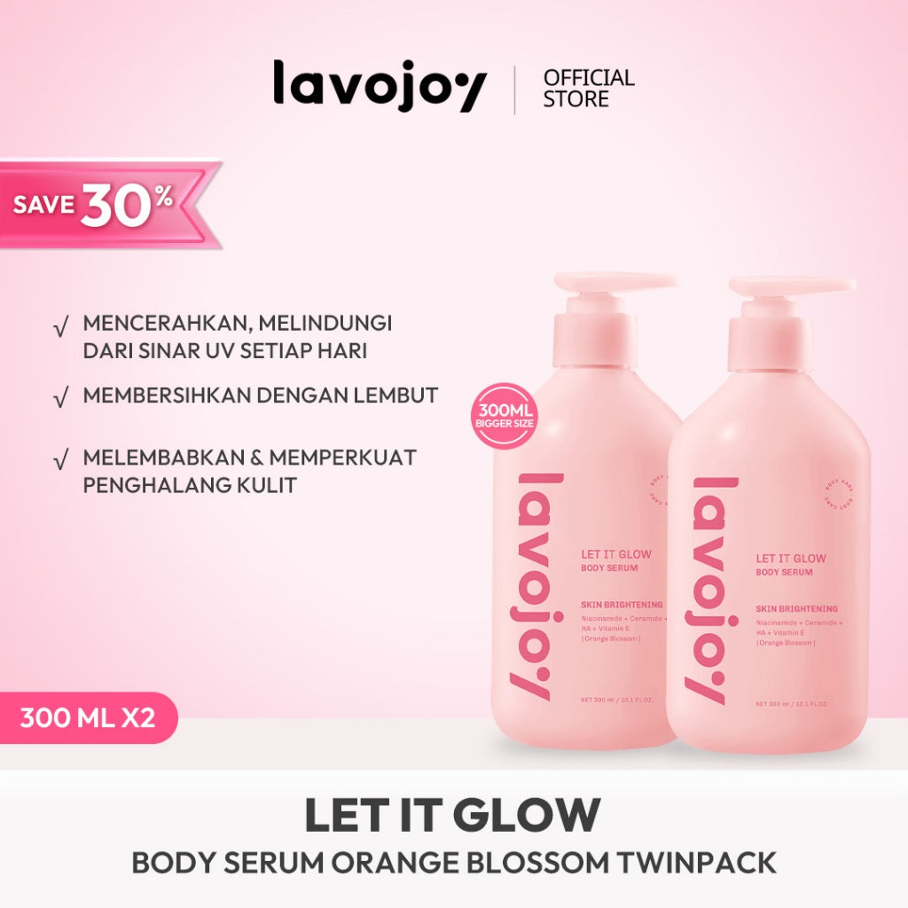 [BIGGER SIZE] Lavojoy Let it Glow Body Serum Orange Blossom 300ml | Body Serum Untuk Mencerahkan Dan Melembabkan Kulit Dengan Niacinamide + Ceramide + Vitamin E