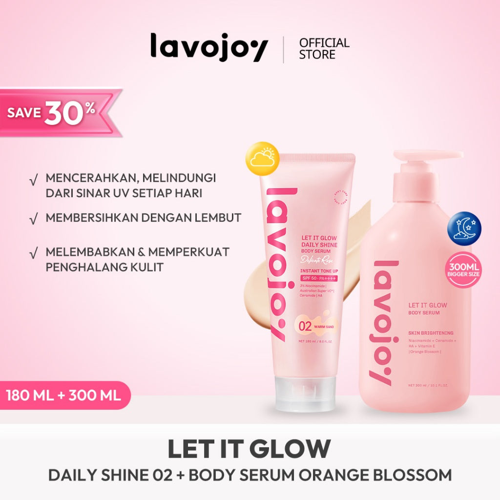 [BIGGER SIZE] Lavojoy Let it Glow Body Serum Orange Blossom 300ml | Body Serum Untuk Mencerahkan Dan Melembabkan Kulit Dengan Niacinamide + Ceramide + Vitamin E