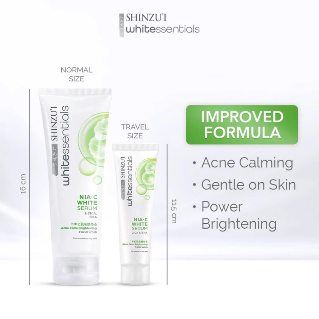 SHINZUI WHITE ESSENTIAL Double Brightening Facial Wash Snow Mushroom & Acne Calm 20ml