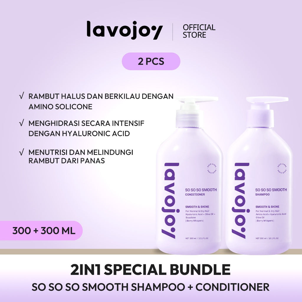 Lavojoy So So So Smooth Shampoo | Membersihkan Rambut Dan Kulit Kepala | Mengurangi Rambut Kusut | Mengkilaukan Rambut | Menutrisi Rambut | Menghaluskan Rambut
