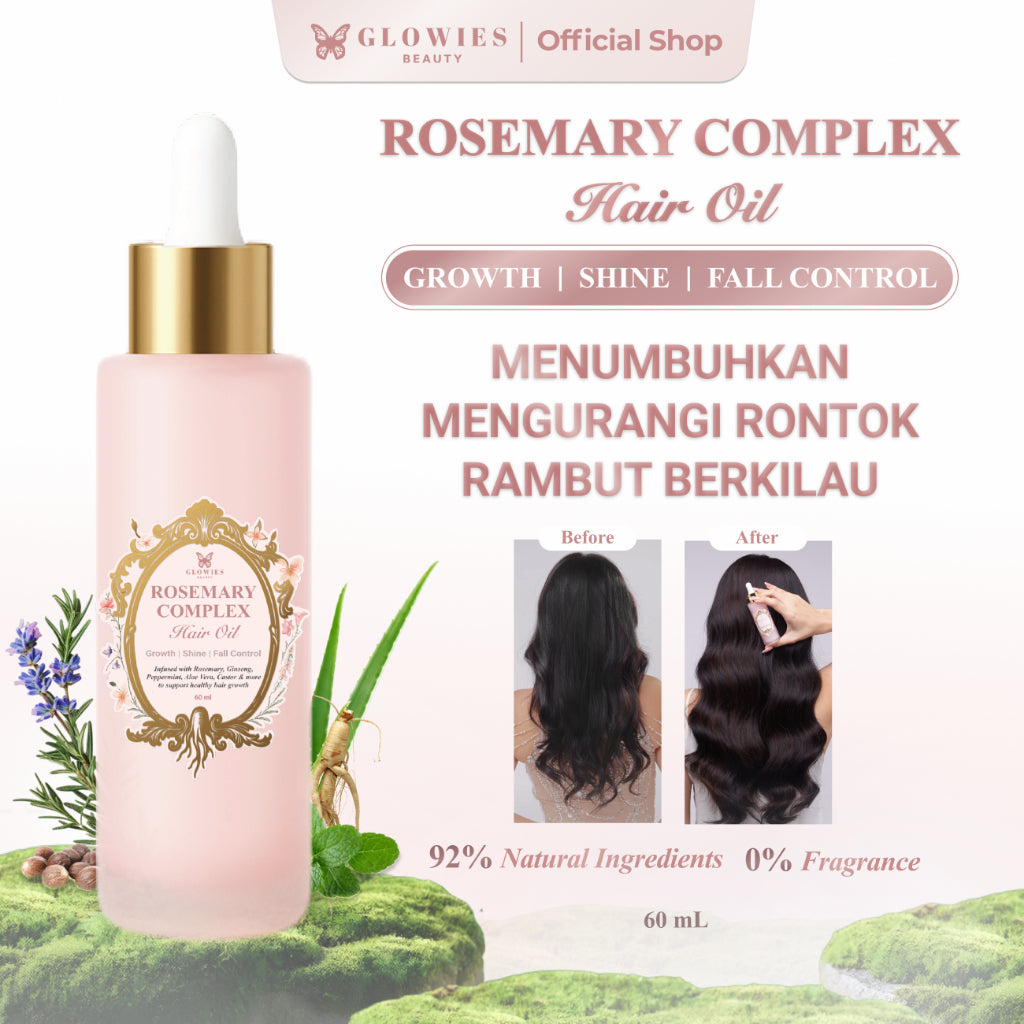 Rosemary Complex Hair Oil by Glowies Beauty Hair Oil Alami Tanpa Pewangi Aman untuk Kulit Kepala Sensitif