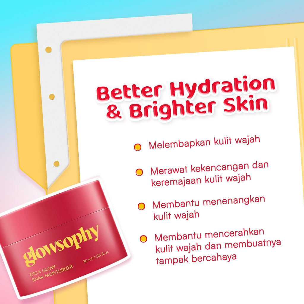 [NEW LAUNCH] Glowsophy Cica Glow Snail Moisturizer - Melembabkan kulit wajah, slimy-textured moisturizer, Membantu menenangkan kulit wajah , Mencerahkan wajah