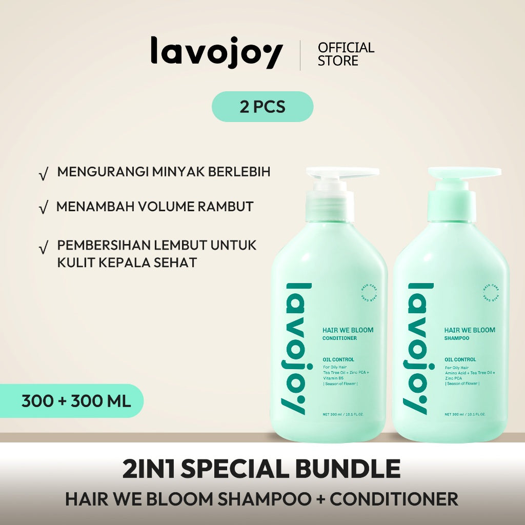 [HAIR CARE BUNDLE] Lavojoy Shampoo + Conditioner | Perawatan Rambut Rontok | Rambut Lepek | Anti Ketombe | Lembut Bervolume | Rambut Halus | Mengurangi Rambut Berminyak | Menutrisi Rambut | Mengurangi Gatal Kulit Kepala