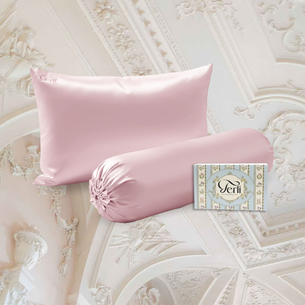 BUNDLE Sarung Bantal dan Guling Set PREMIUM Satin Silk Beauty Boost Pillowcase dan Bolster Case (Standard Size)