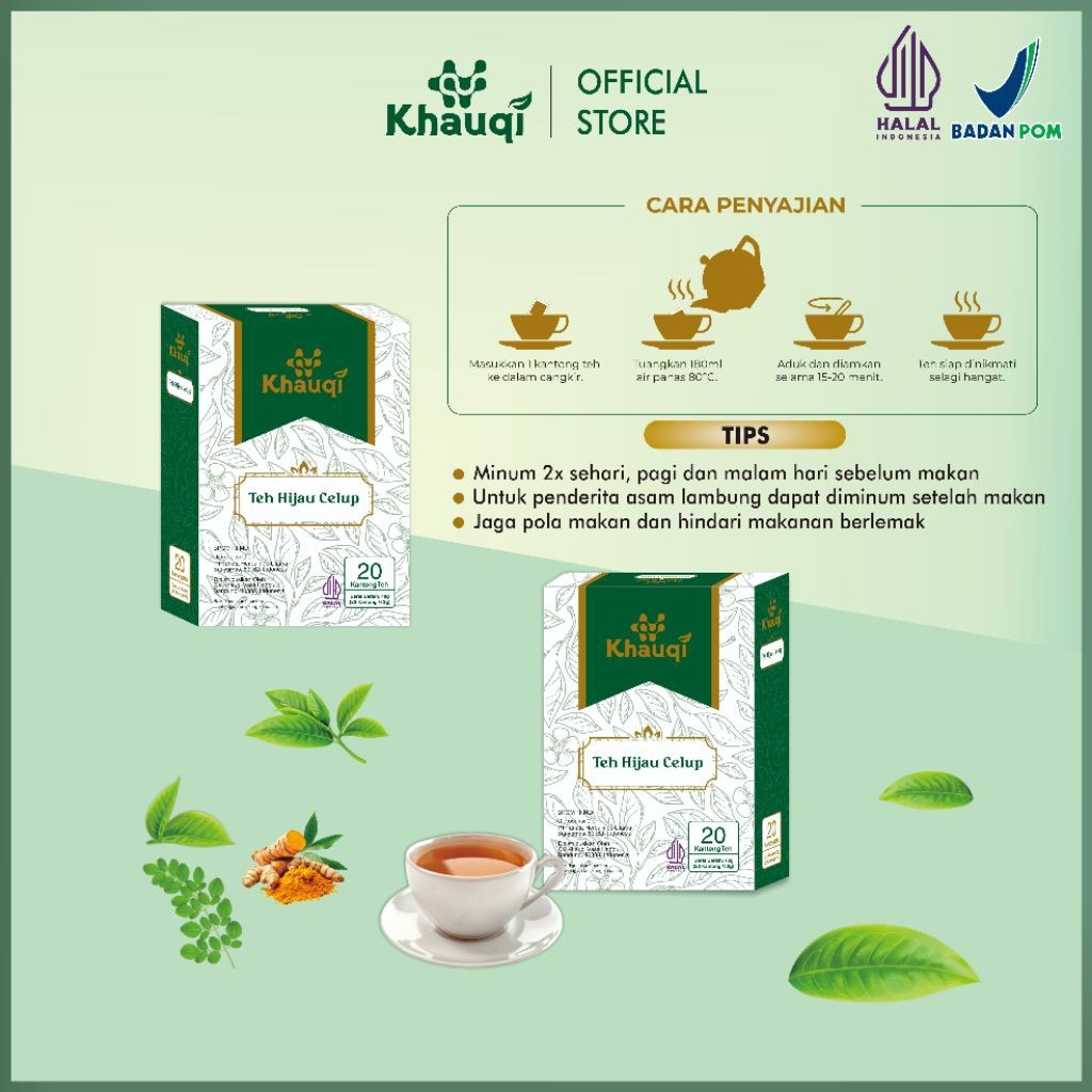 Khauqi Teh Hijau Detox BPOM & Halal MUI Minuman Instan Teh Untuk Diet Pelangsing Herbal