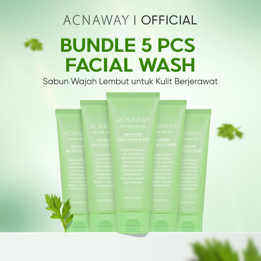 ACNAWAY Mugwort Gel Facial Wash - Acne Friendly Gentle Cleanser Sabun Cuci Muka Untuk Kulit Berjerawat Sensitif Wajah Bersih Tidak Kering Face Wash Sabun Muka Oil Control Fungal Acne Safe Skincare Daily Cleanser All Skin Type Facewash Pembersih Wajah