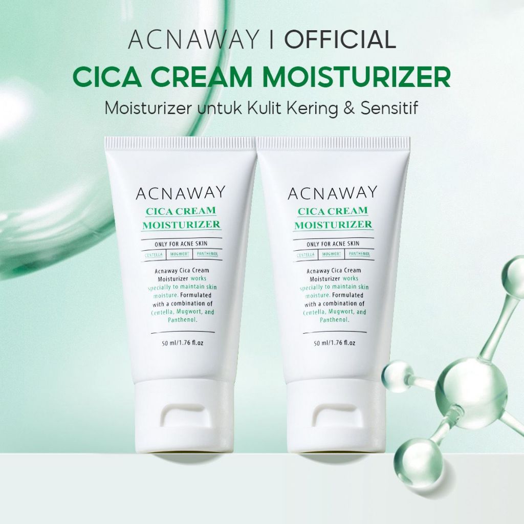 ACNAWAY Cica Cream Moisturizer – Pelembab Wajah untuk Kulit Berjerawat, Sensitif & Acne Prone | Melembapkan, Menenangkan, Mengatasi Jerawat Perawatan Kulit  Cepat Menyerap Moisturizer Cream Skin Barrier Moisture Krim Siang Centella + Mugwort + Panthenol