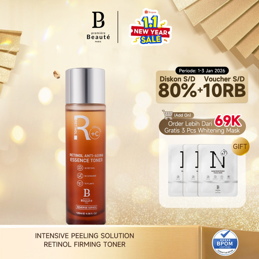 PREMIERE BEAUTE REVERSE SERIES RETINOL ANTI-AGING ESSENCE TONER  120ml Moisturization Firming Retinol Lightens Wrinkles Sahabat Anti Aging Samarkan Kerutan