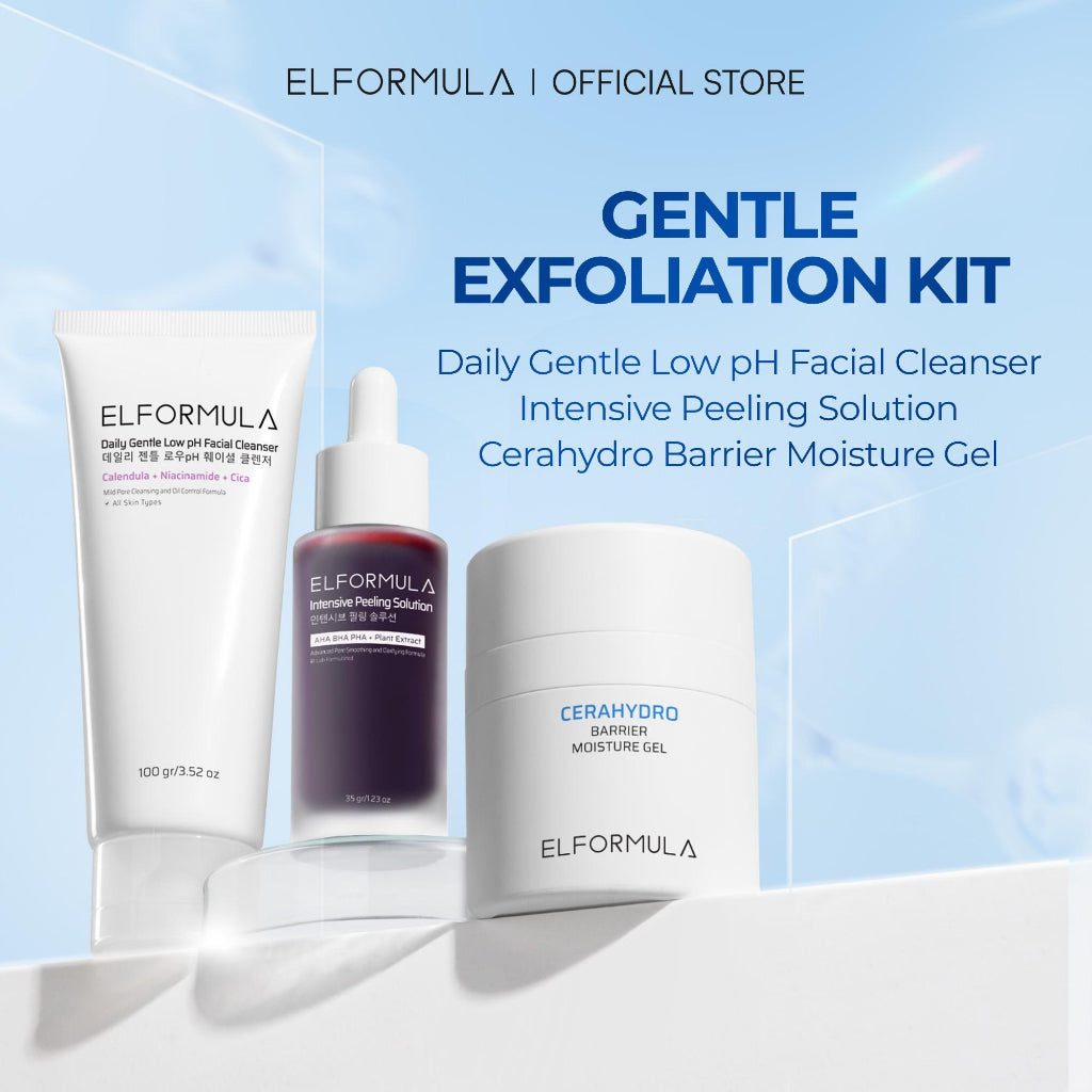 ELFORMULA Intensive Care Bundle 3in1 - Daily Gentle Low pH Facial Cleanser + Intensive Peeling Solution + CeraHydro Barrier Repair Moisture Gel