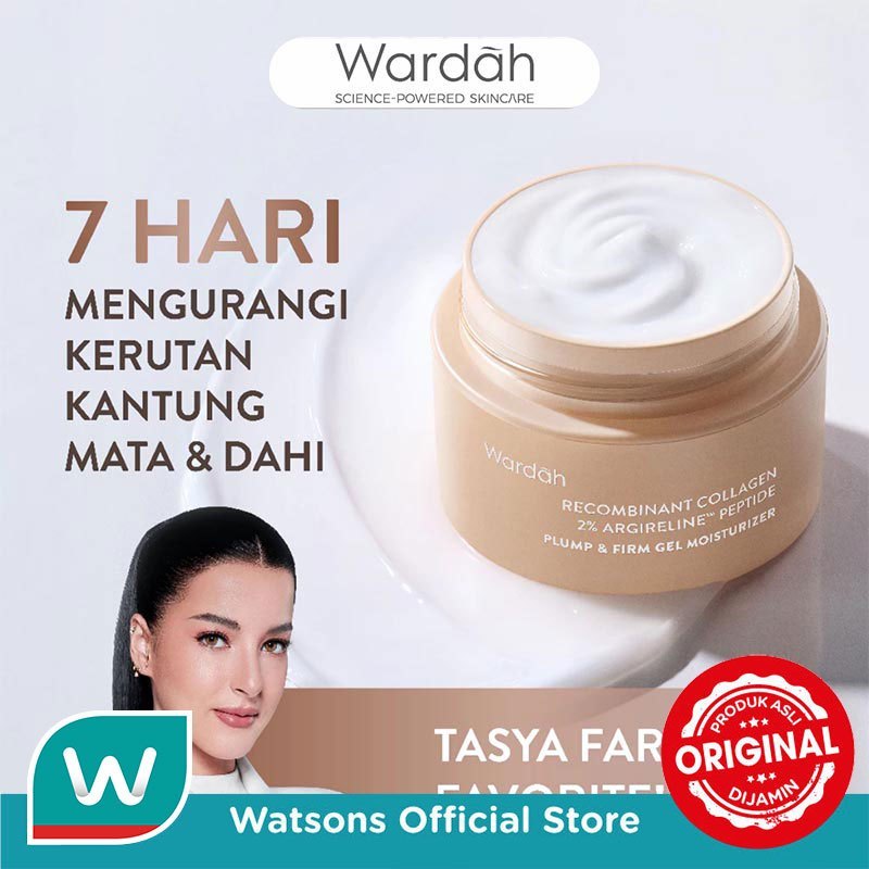 Wardah Collagen Moisturizer - Plump & Firm Recombinant Collagen + 2% Argireline Peptide Gel Moist - Glow Moisturizer - Pelembab Wajah Kering dan Kusam - Gel Moisturizer - untuk Kulit Lebih Kencang dan Kenyal