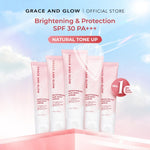 Grace and Glow Brightening Sun Body Serum Hand Body Lotion SPF 30 PA+++ | Body Sunscreen Sunblock Badan Anti UV with Arbutin + Bearberry | Lotion Tone Up Wangi Tahan Lama untuk Melembabkan Mencerahkan Kulit (Whitening & Moisturizing)
