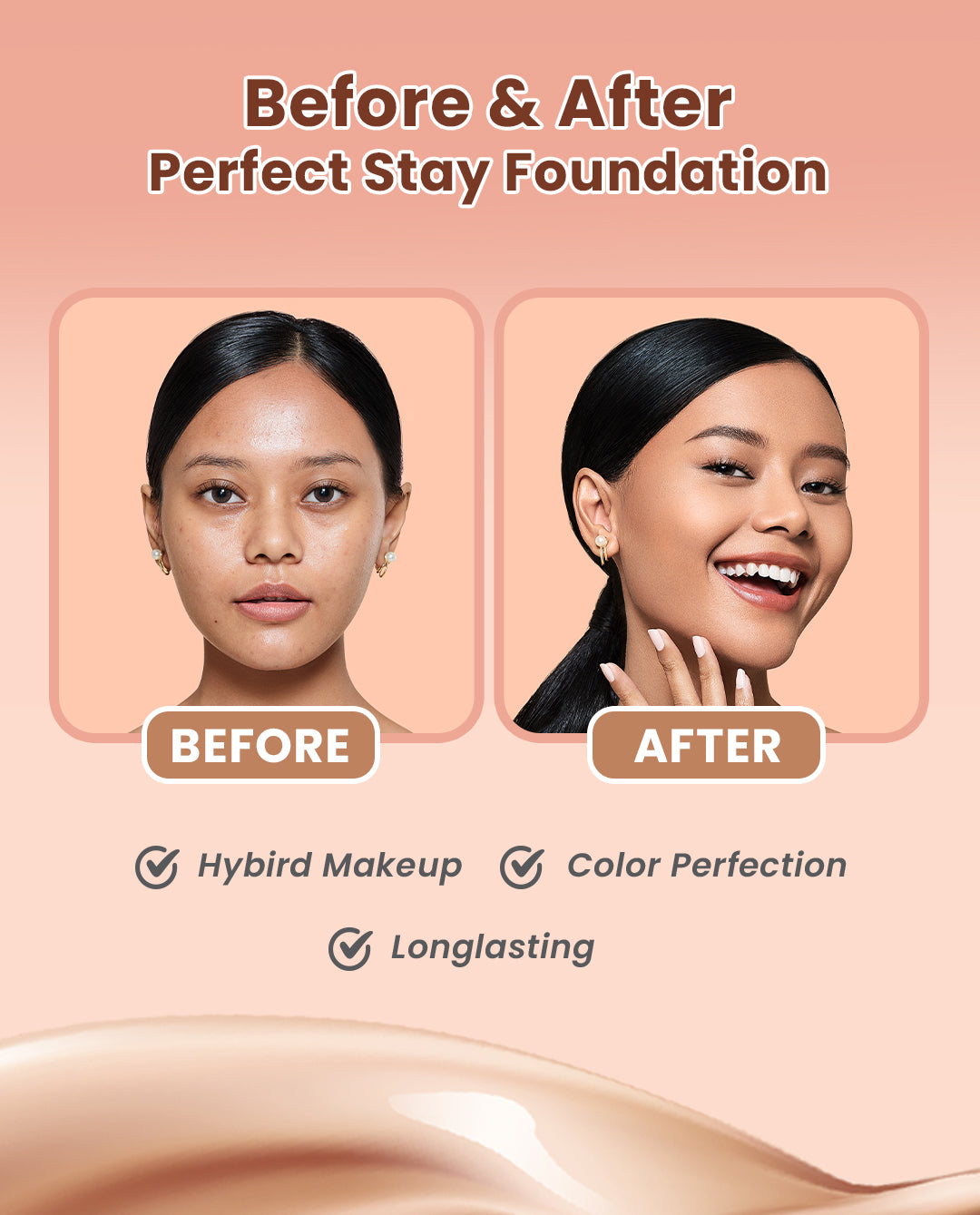 Hanasui Perfect Stay Foundation - Foundation Natural Matte Finish Menyamarkan Pori Pori Oil Control Tahan Lama