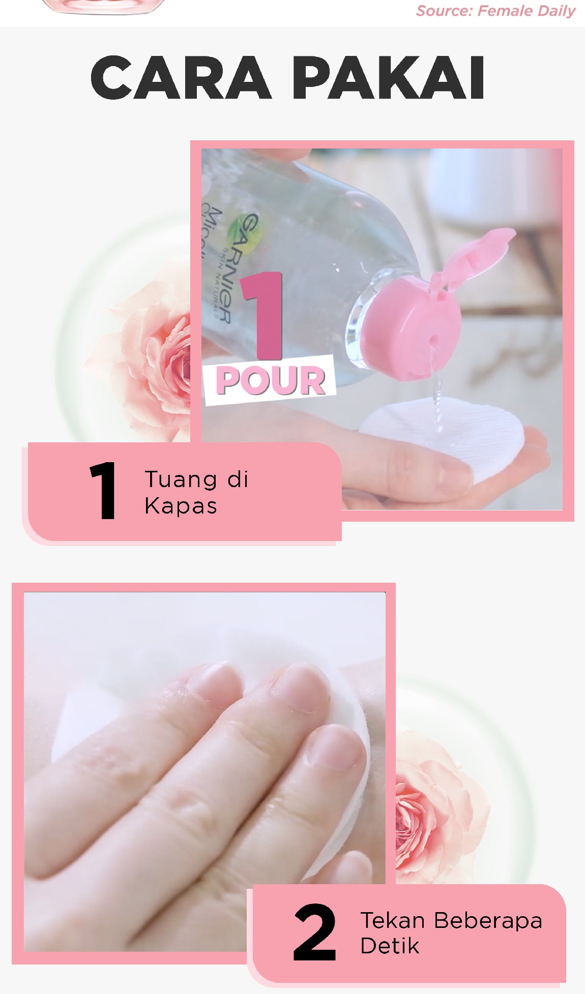 GARNIER Micellar Water Rose Skincare 400ml Skincare Cleansing - Pembersih Wajah & Make up Waterproof Air Mawar Cocok untuk semua jenis kulit Micellar Cleansing Water