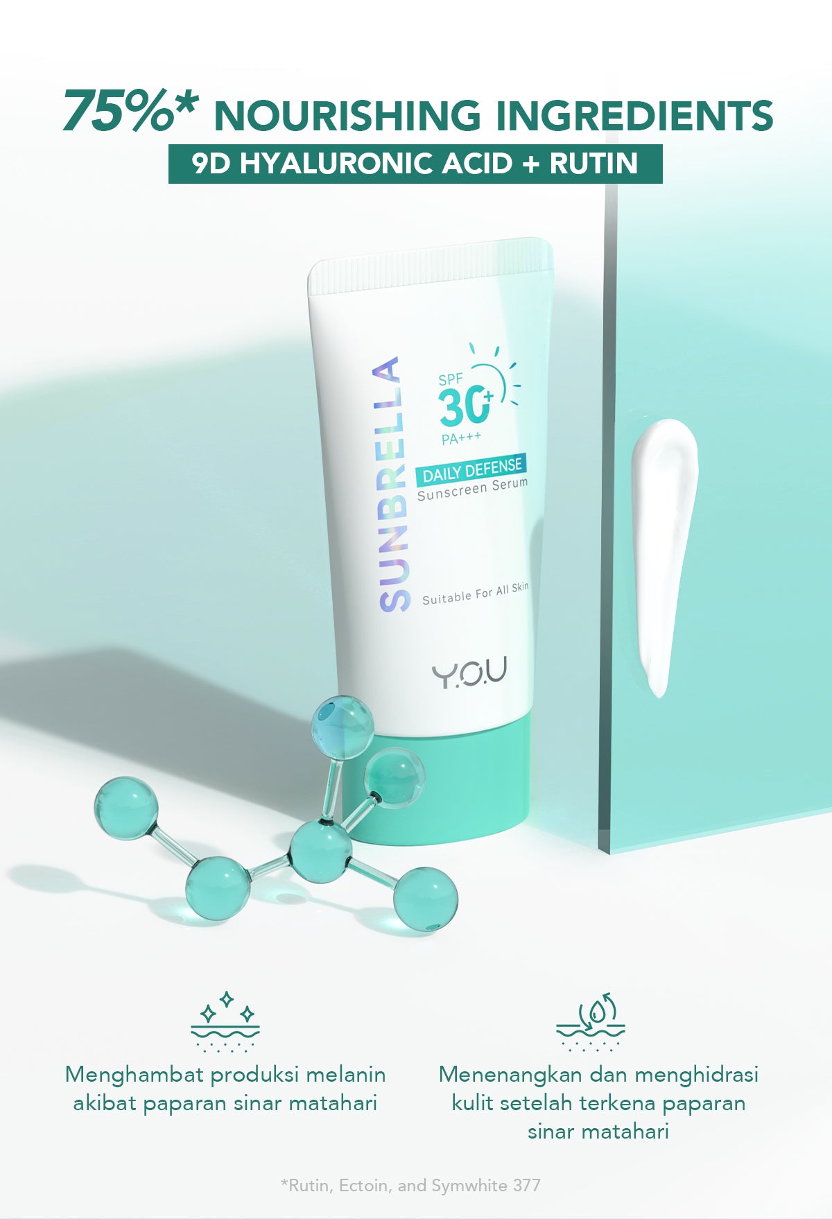 YOU Sunbrella Daily Defense Sunscreen Serum SPF30 Tabir Surya UVA UVB Blue Light Lightweight Skincare Dry Skin [Best Selling]