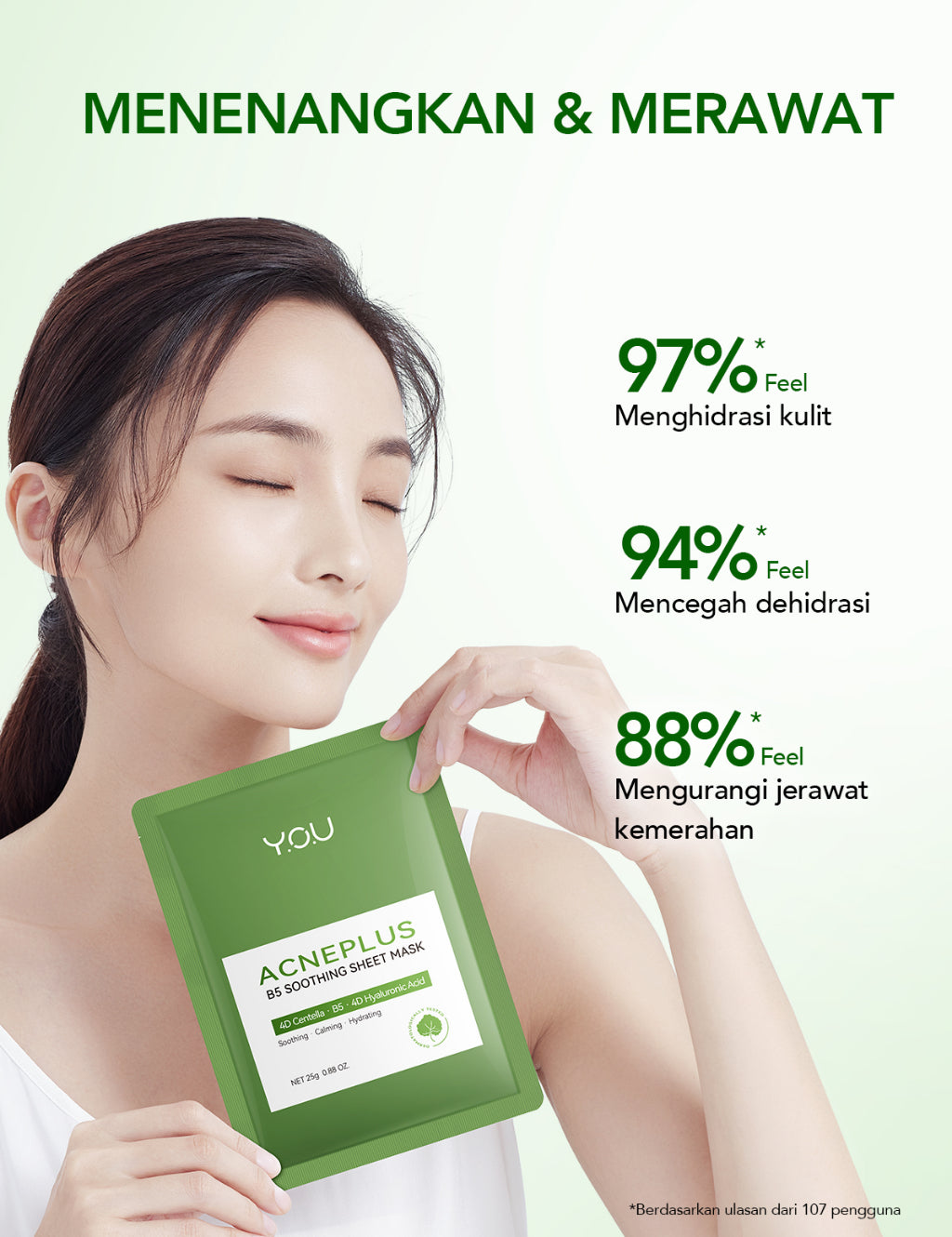 [NEW] YOU AcnePlus B5 Soothing Sheetmask Masker Jerawat dan Hydrating Bebas Jerawat