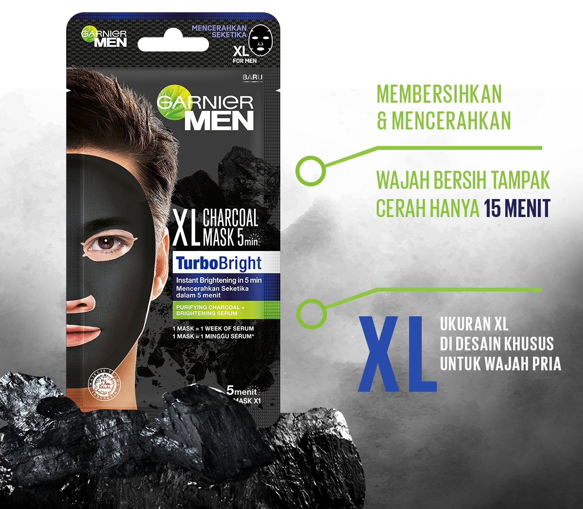 Garnier Men Power White XL Charcoal Tissue Mask Skin Care - 24ml