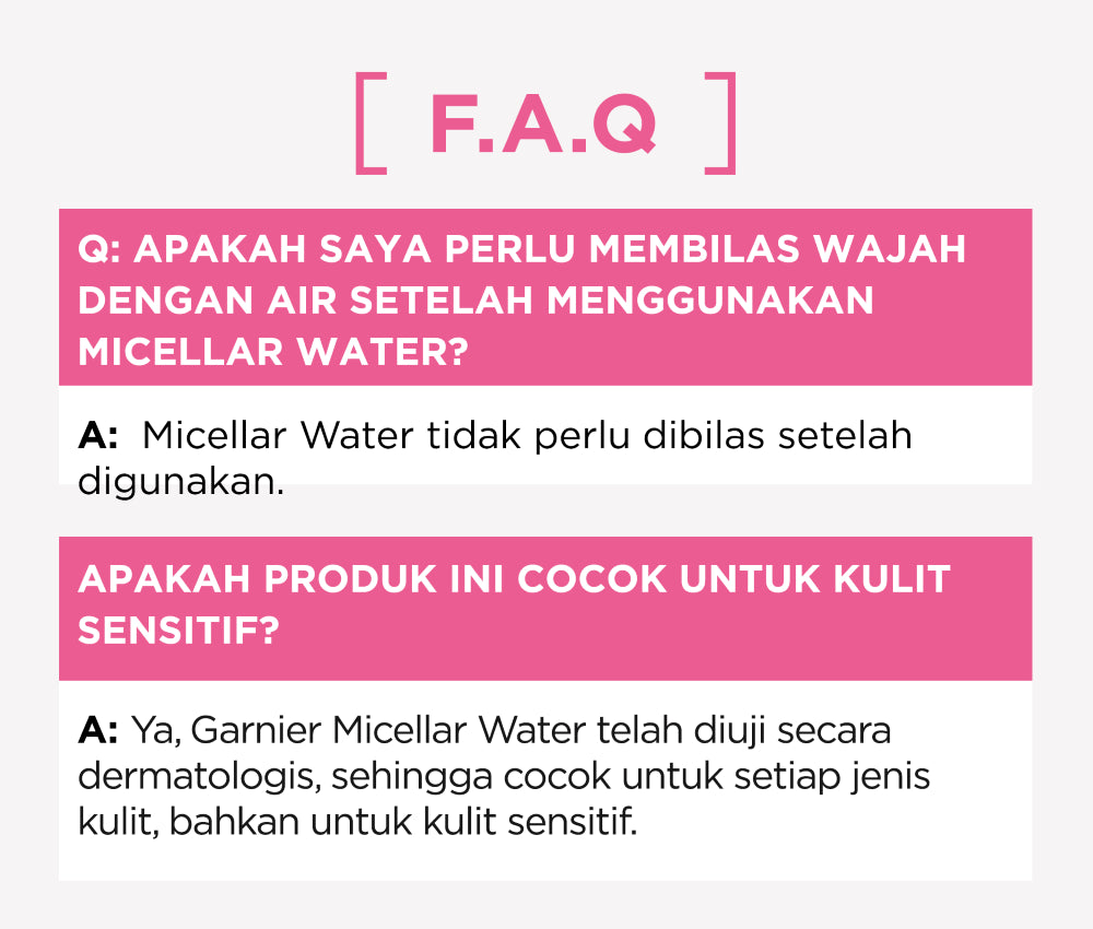 GARNIER Micellar Water Pink Skin Care 125ml Skincare Cleansing - Pembersih Wajah & Make up untuk Kulit Sensitif Micellar Cleansing Water