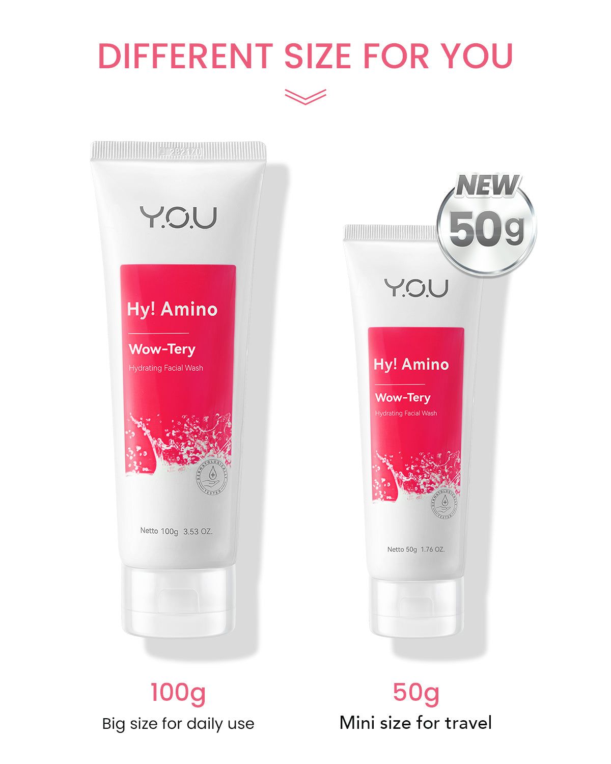 YOU Hy! Amino Facial Wash 50g Anti Acne, Hydrating, Brightening, Oil Control Sabun Cuci Muka