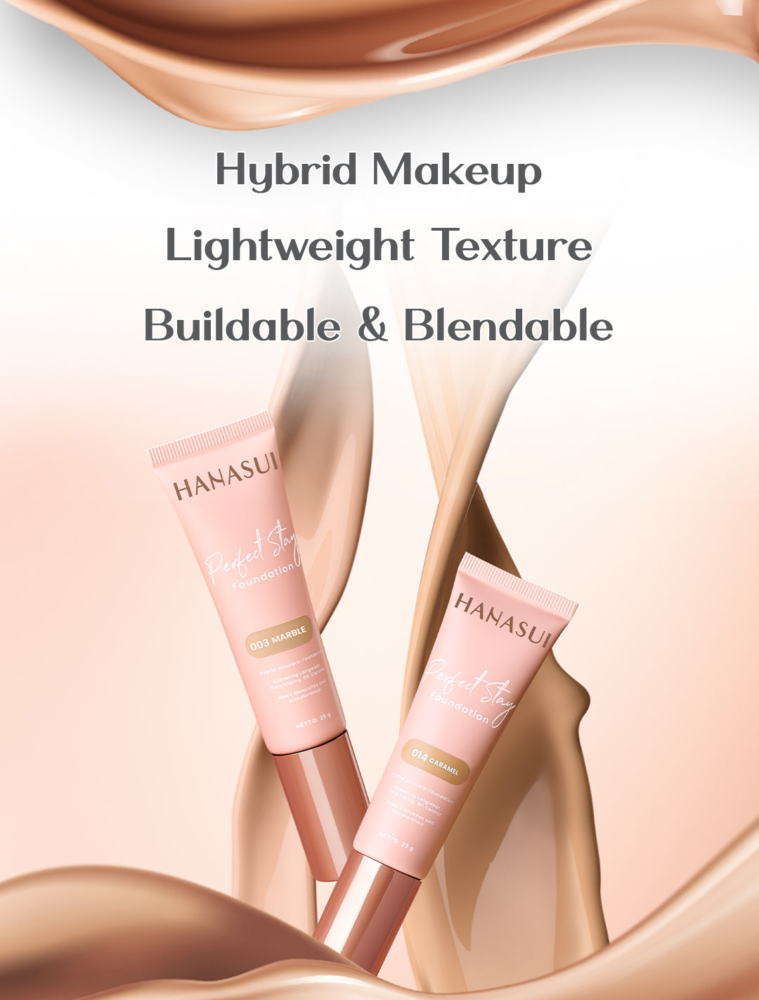 Hanasui Perfect Stay Foundation - Foundation Natural Matte Finish Menyamarkan Pori Pori Oil Control Tahan Lama