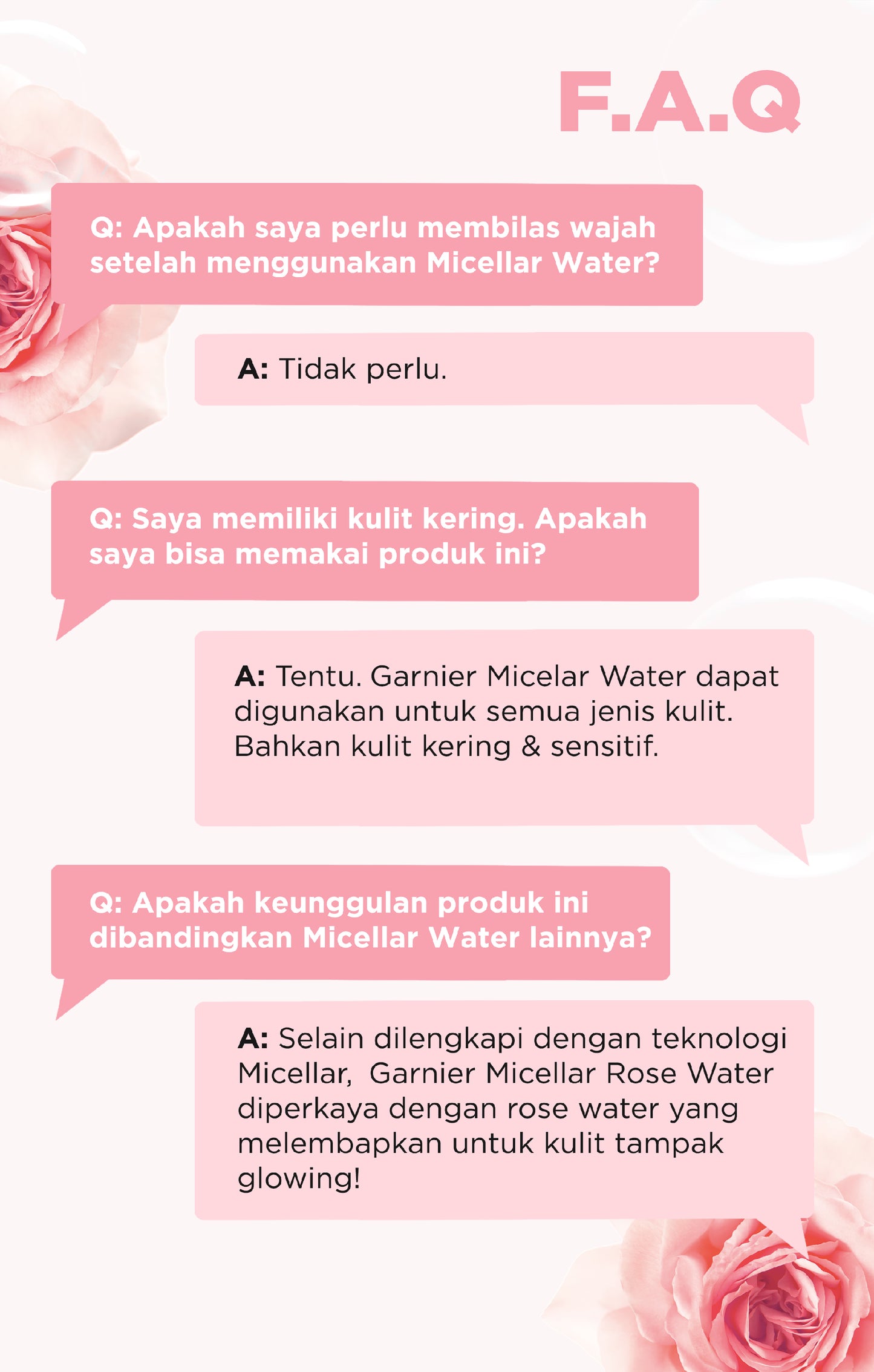 Garnier Micellar Rose Water Cleanse & Glow Skin Care 125ml (Make Up Remover Dengan Air Mawar) | Cocok Untuk Kulit Sensitif