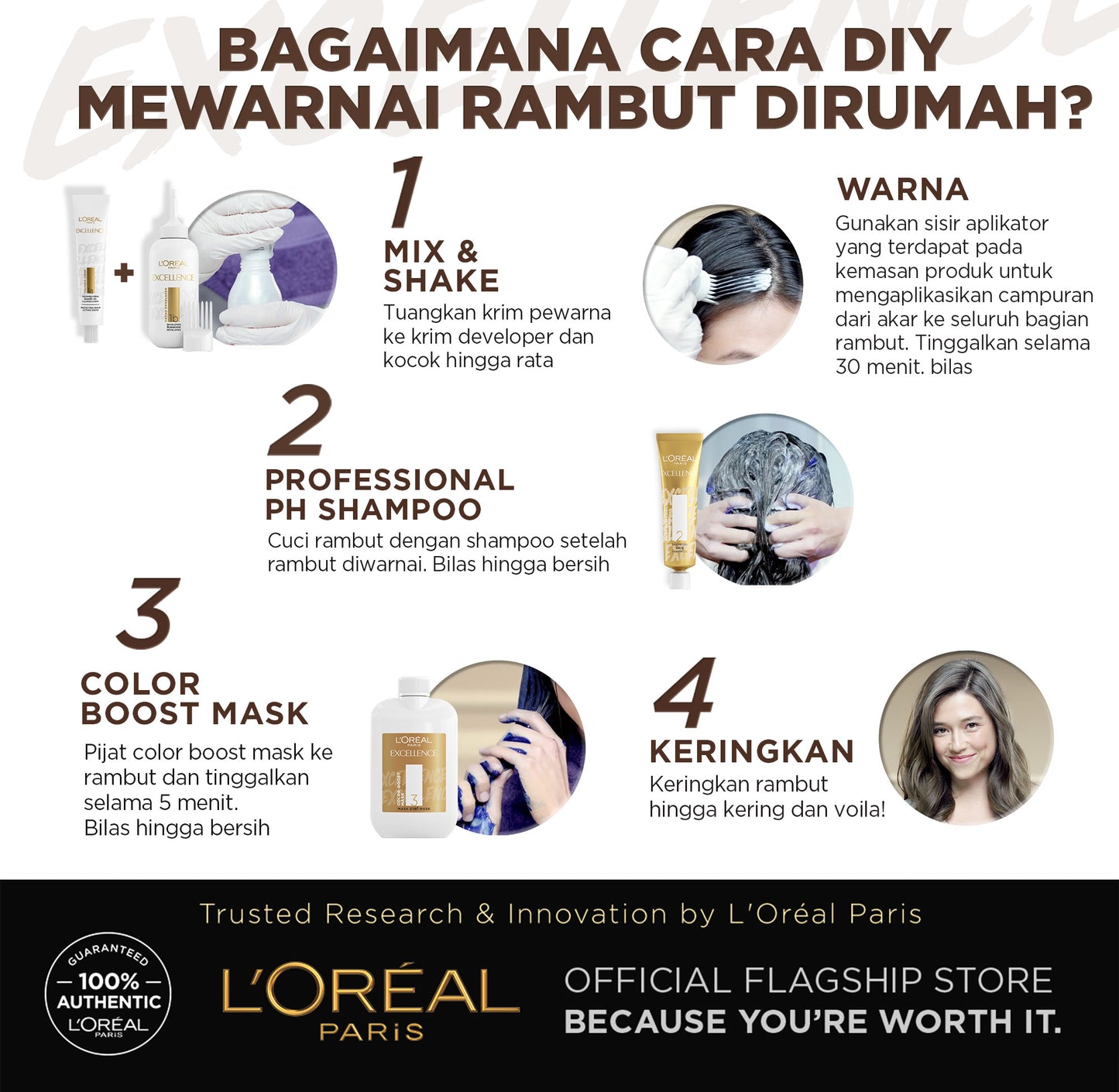 L'Oreal Paris Excellence Fashion Ultra Light Advance Ultra Care (Cat / Pewarna Rambut Permanen) - EXCELLENCE FASHION 6.31