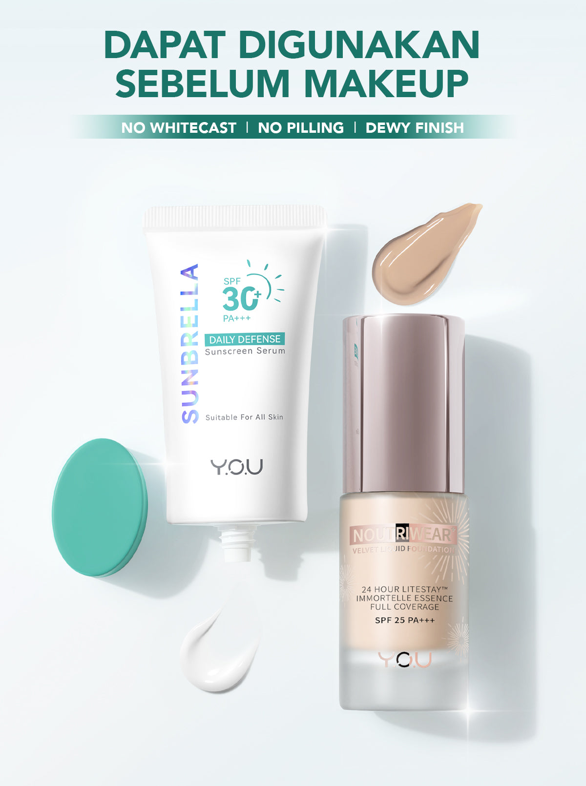 YOU Sunbrella Daily Defense Sunscreen Serum SPF30 Tabir Surya UVA UVB Blue Light Lightweight Skincare Dry Skin [Best Selling]