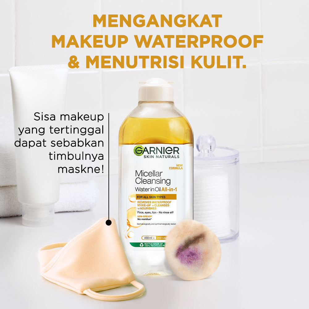 GARNIER Micellar Water Oil-Infused Skin Care 400ml Skincare Cleansing - Pembersih Wajah & Make up Waterproof untuk semua jenis kulit Micellar Cleansing Water