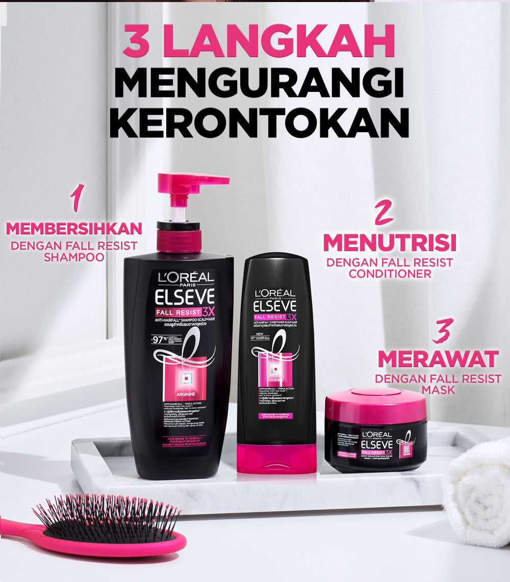 L'Oreal Paris Fall Resist 3x Anti-Hairfall Shampoo Scalp Hair Care - dengan Arginine Protein - Rambut Rontok Berkurang hingga 5X 400ml Rambut Rontok dan Rapuh Hairfall Hair loss Shampoo Sampo