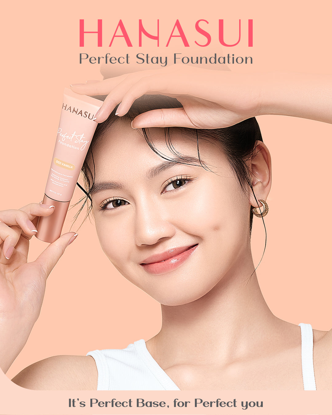 Hanasui Perfect Stay Foundation - Foundation Natural Matte Finish Menyamarkan Pori Pori Oil Control Tahan Lama