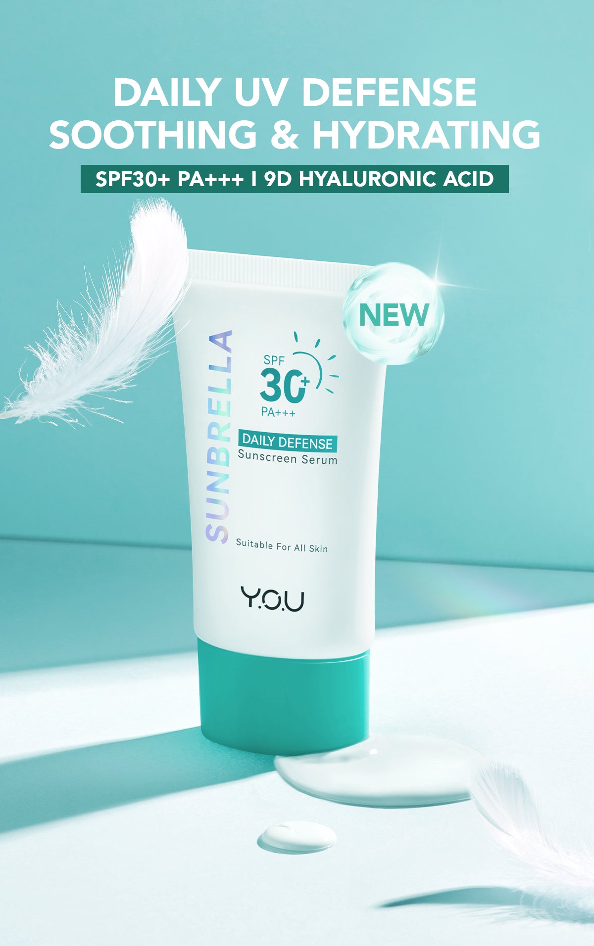 YOU Sunbrella Daily Defense Sunscreen Serum SPF30 Tabir Surya UVA UVB Blue Light Lightweight Skincare Dry Skin [Best Selling]