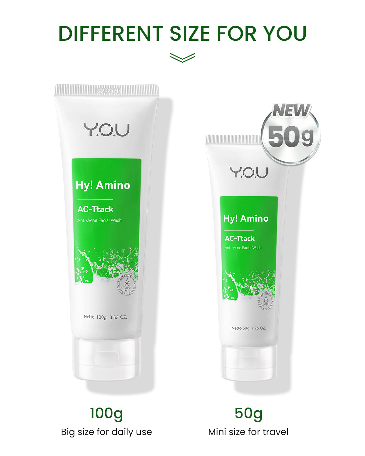 YOU Hy! Amino Facial Wash 50g Anti Acne, Hydrating, Brightening, Oil Control Sabun Cuci Muka