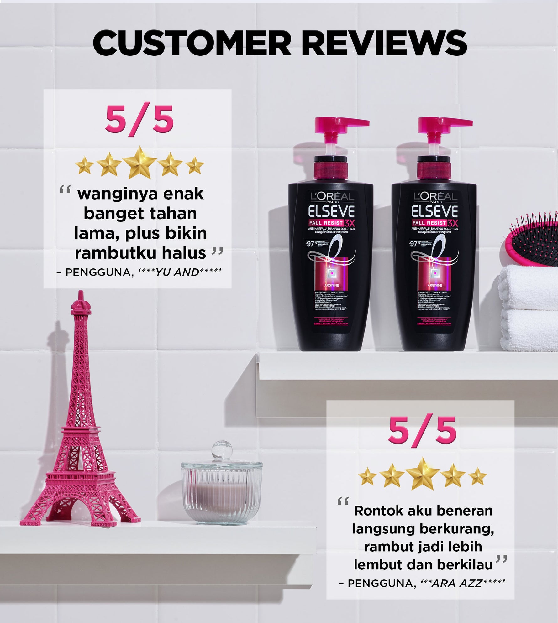 L'Oreal Paris Fall Resist 3x Anti-Hairfall Shampoo Scalp Hair Care - dengan Arginine Protein - Rambut Rontok Berkurang hingga 5X 400ml Rambut Rontok dan Rapuh Hairfall Hair loss Shampoo Sampo