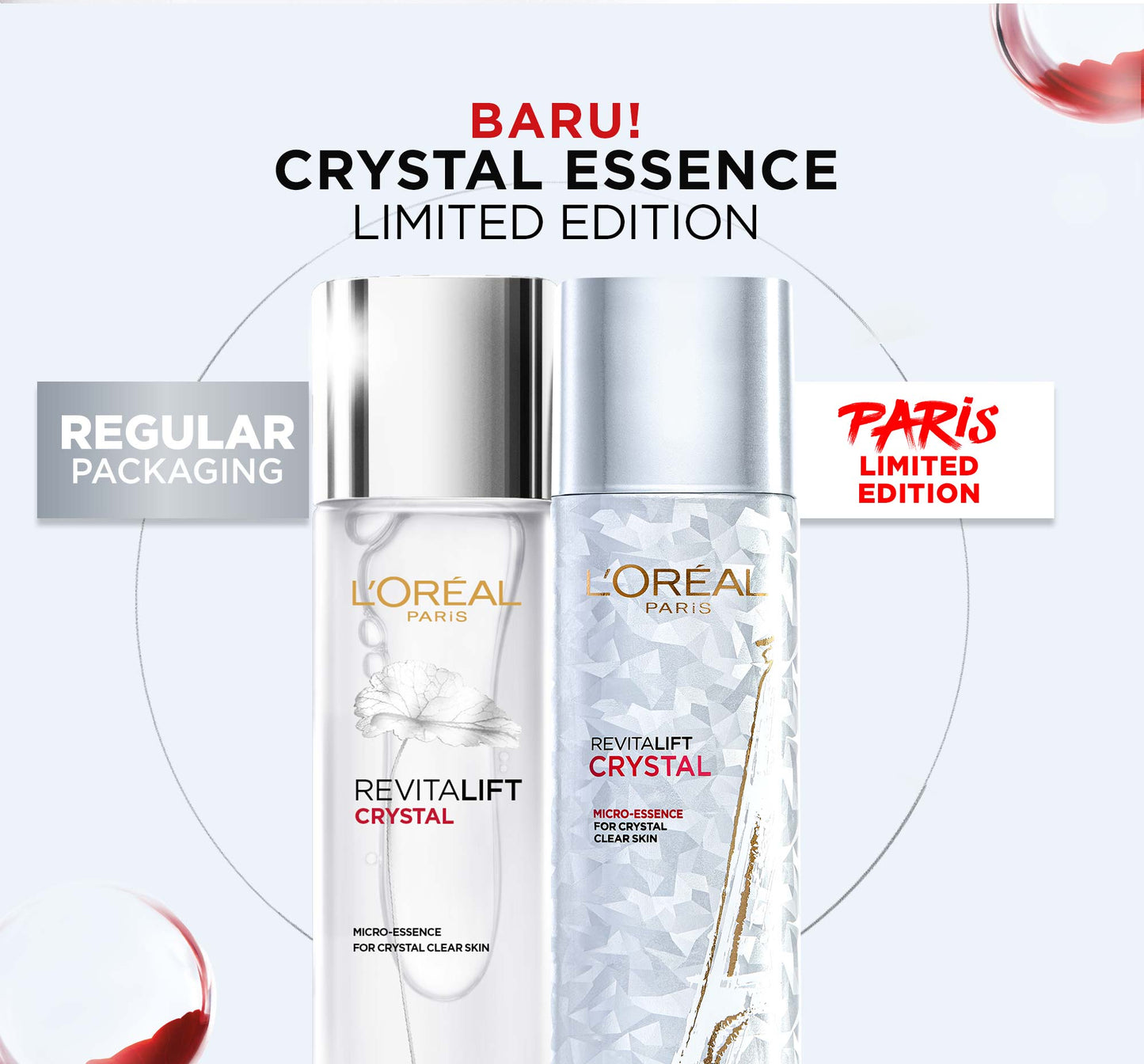 L'Oreal Paris Revitalift Crystal Micro-Essence Serum Water Skincare 130ML - Mencerahkan da Mengencangkan Kulit  Kulit kusam, Garis halus, Kerutan wajah, skin barrier   Anti aging skincare, brightening serum, anti aging serum