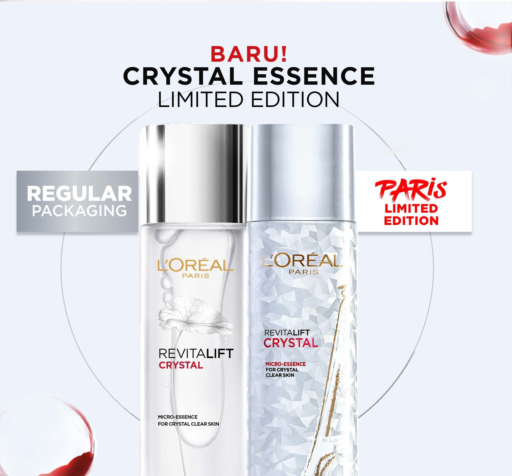 L'Oreal Paris Revitalift Crystal Micro-Essence Serum Water Skincare 130ML - Mencerahkan da Mengencangkan Kulit  Kulit kusam, Garis halus, Kerutan wajah, skin barrier   Anti aging skincare, brightening serum, anti aging serum