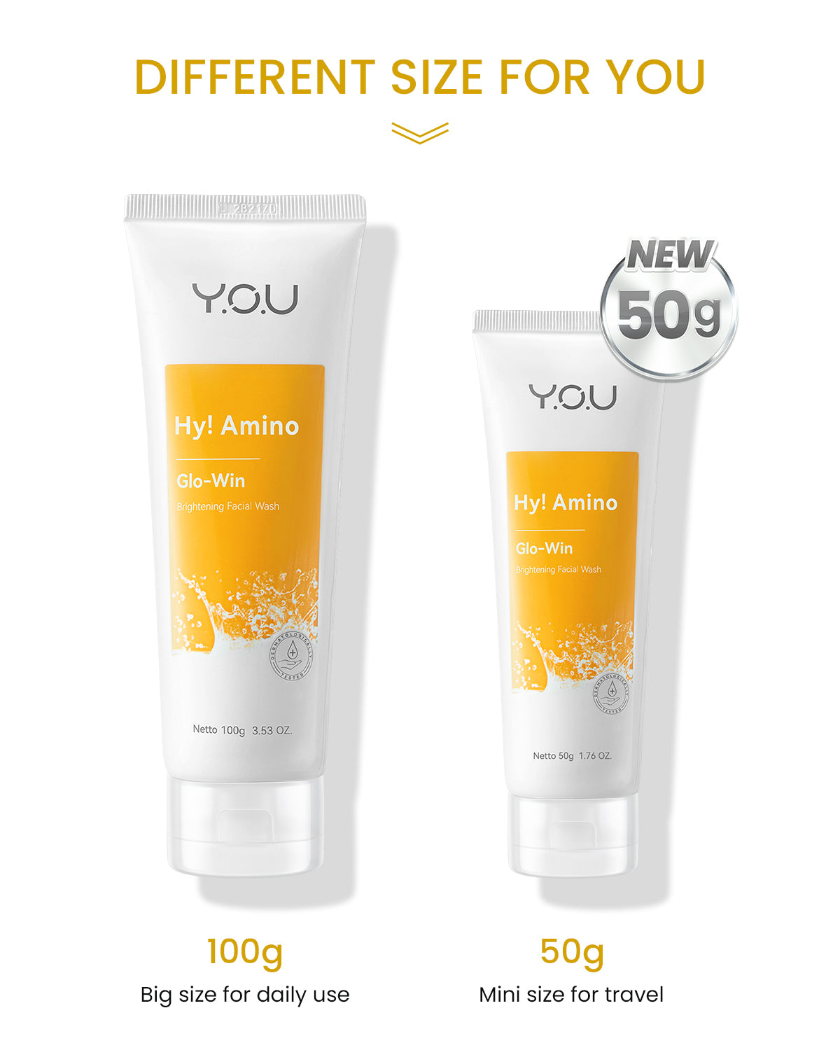 YOU Hy! Amino Facial Wash 50g Anti Acne, Hydrating, Brightening, Oil Control Sabun Cuci Muka