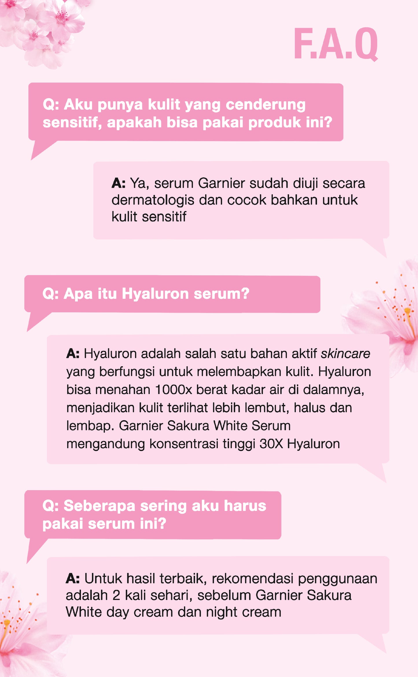 Garnier Sakura Glow Hyaluron 30x Booster Serum Skin Care 15ml (untuk Kulit Glowing dalam 7 Hari)