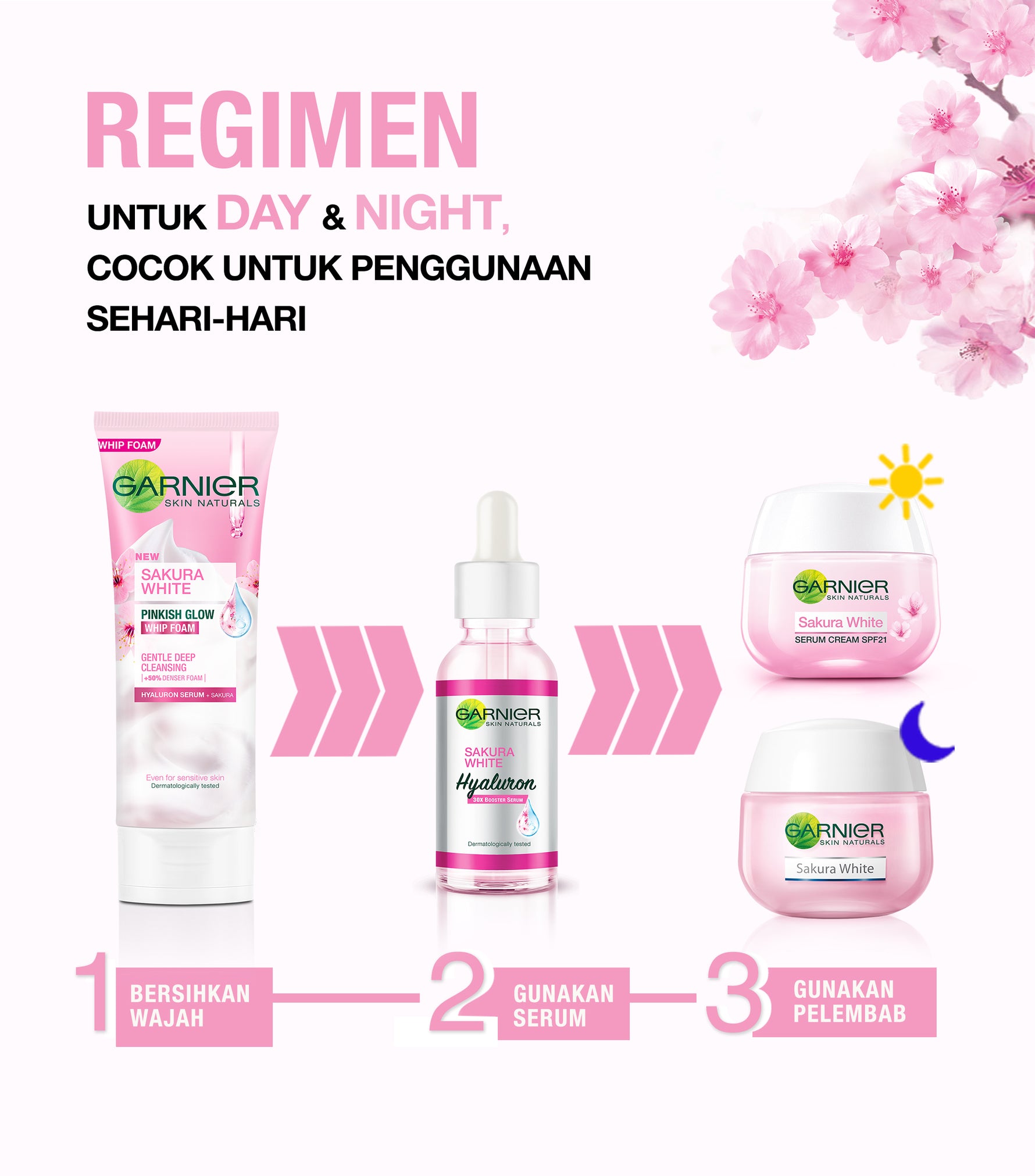Garnier Sakura Glow Hyaluron 30x Booster Serum Skin Care 15ml (untuk Kulit Glowing dalam 7 Hari)