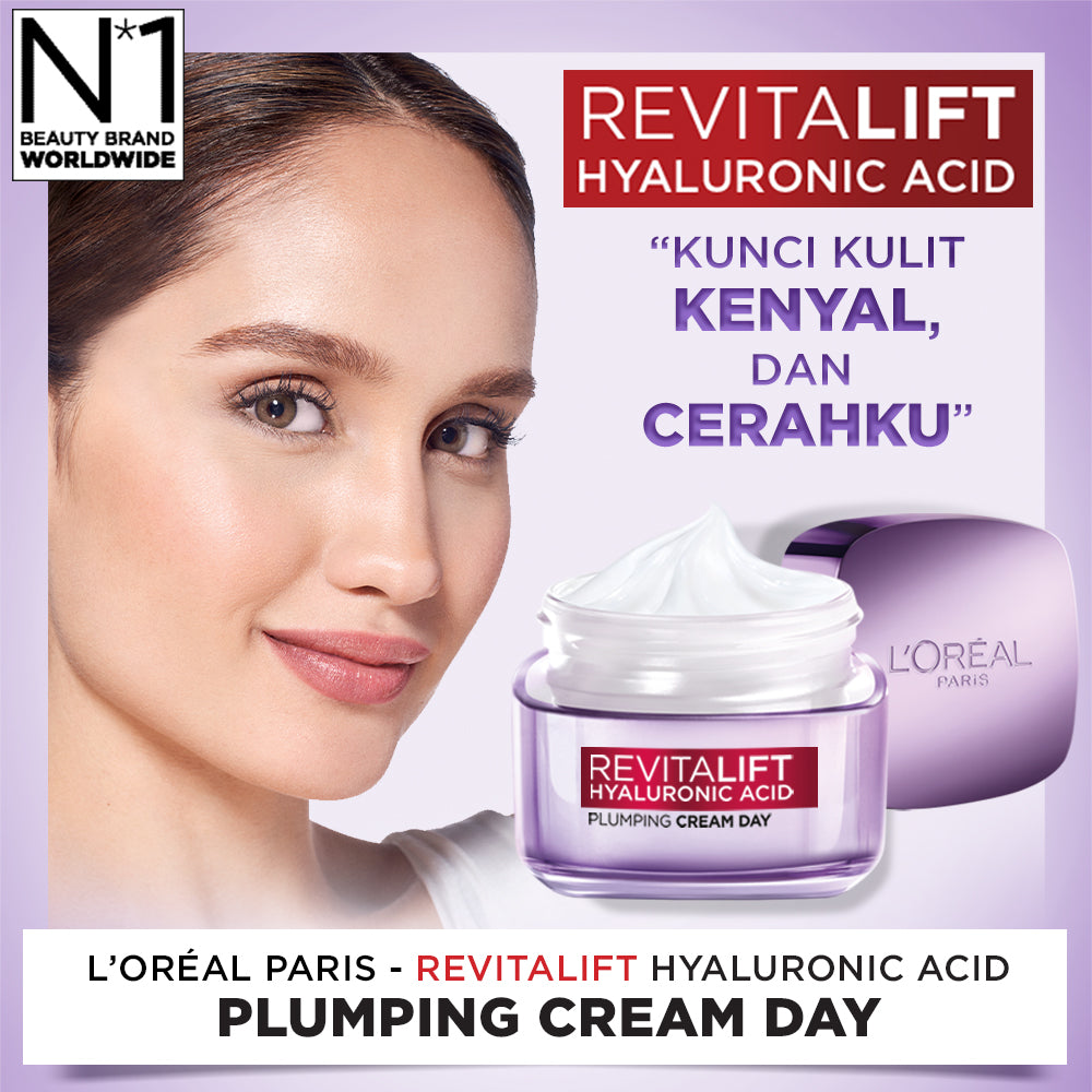 L'Oreal Paris Revitalift Hyaluronic Acid Plumping Moisturizer Day Cream Skin Care 50 ml & 15ml Kulit kering, Garis halus, Kerutan wajah, skin barrier   Anti aging skincare, Anti aging cream