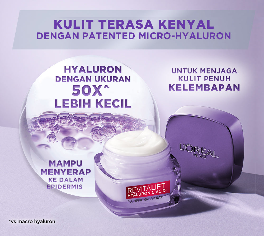 L'Oreal Paris Revitalift Hyaluronic Acid Plumping Moisturizer Day Cream Skin Care 50 ml & 15ml Kulit kering, Garis halus, Kerutan wajah, skin barrier   Anti aging skincare, Anti aging cream