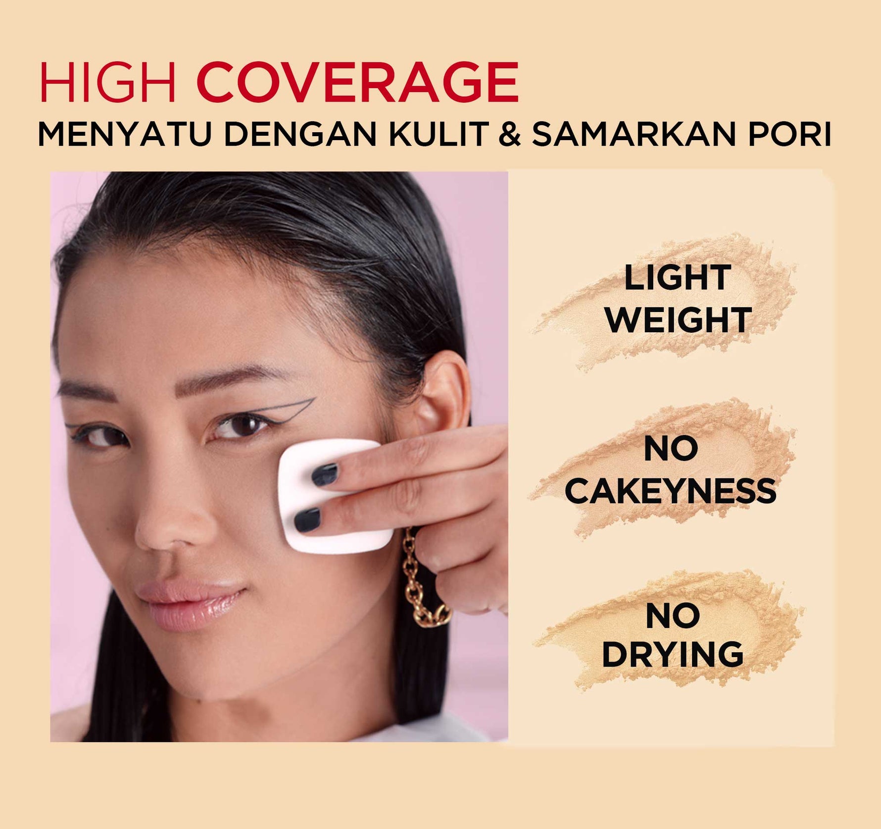 L’Oreal Paris Infallible Oil Killer High Coverage Powder Foundation Make Up - 6gr (Natural Matte & 24 Jam Oil Control)