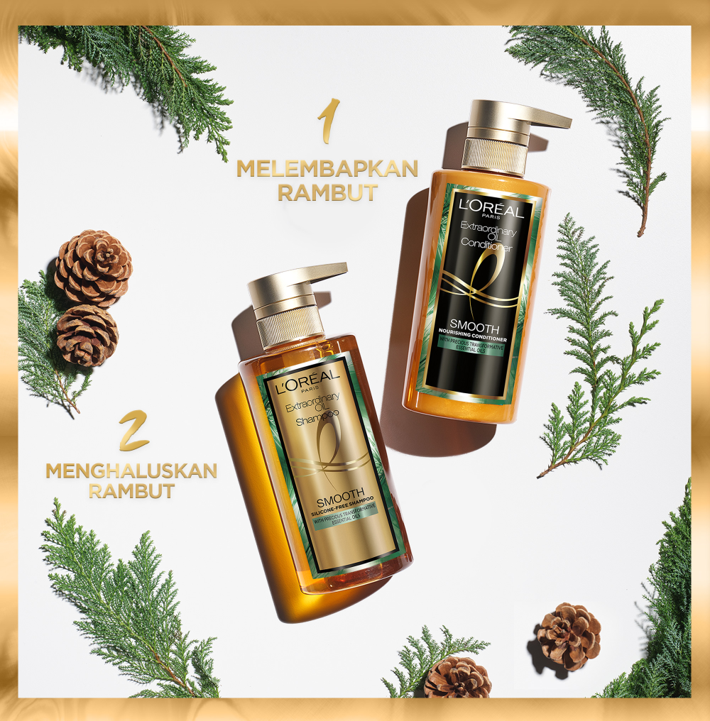 L’Oreal Paris Extraordinary Oil Premium Smooth Silicon-Free Shampoo Hair Care - Halus Berkilau dalam Satu Pemakaian - Bebas Silikon 440ml Rambut Kering Kusam Shampoo Sampo