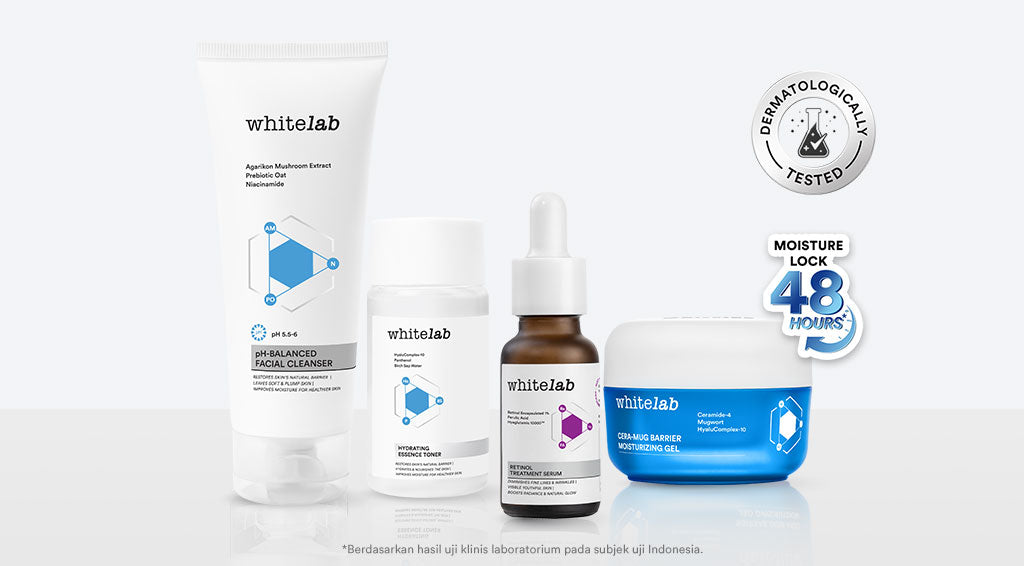 Whitelab 4 pcs Anti Aging Series - Facial Cleanser, Essence Toner, Serum, Moisturizer Paket Skincare