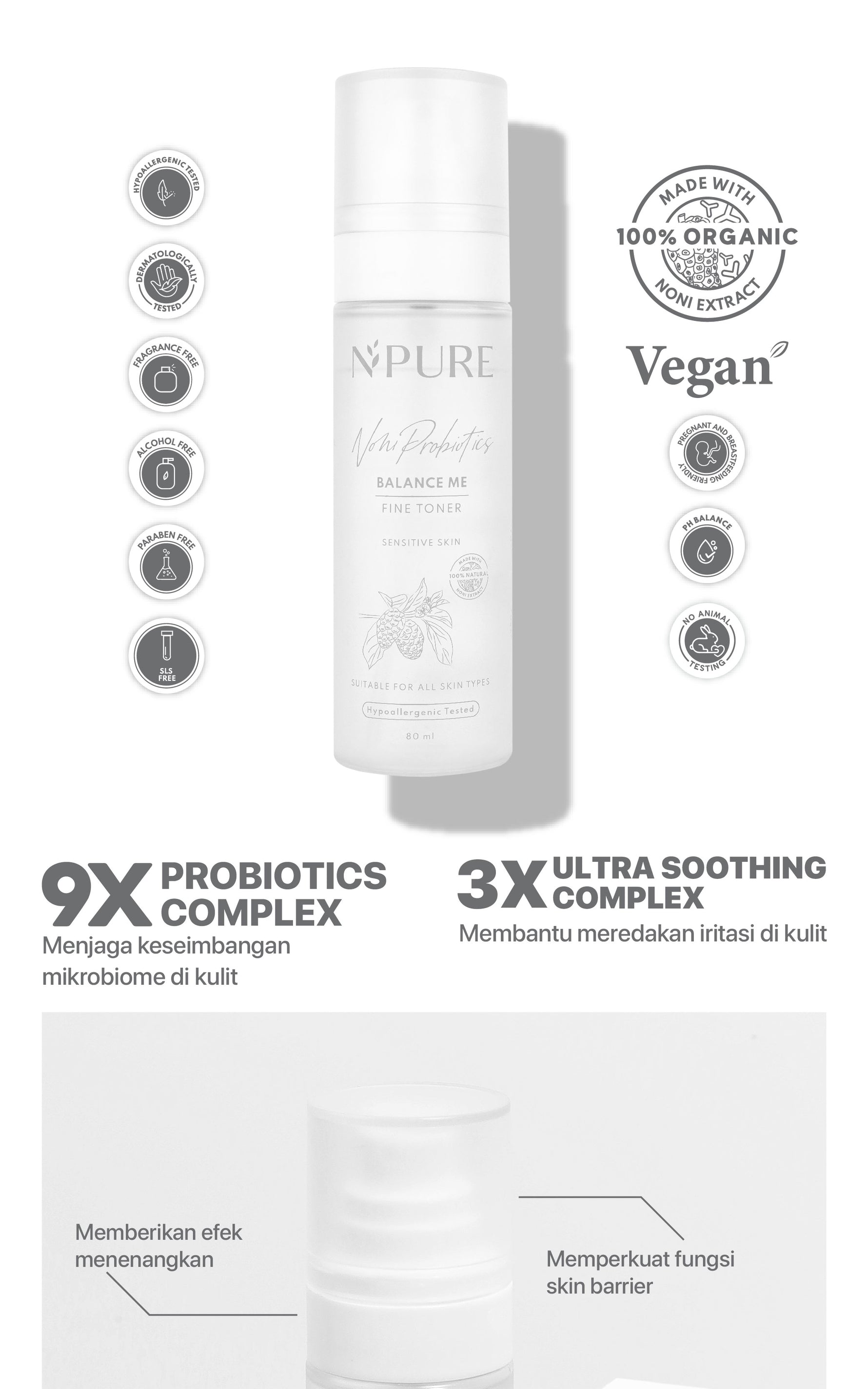 NPURE Toner Noni / Balance Me / Toner Kulit Sensitif Kemerahan / Toner Hypoallergenic / Semua Jenis Kulit / Eczema / Ceramide