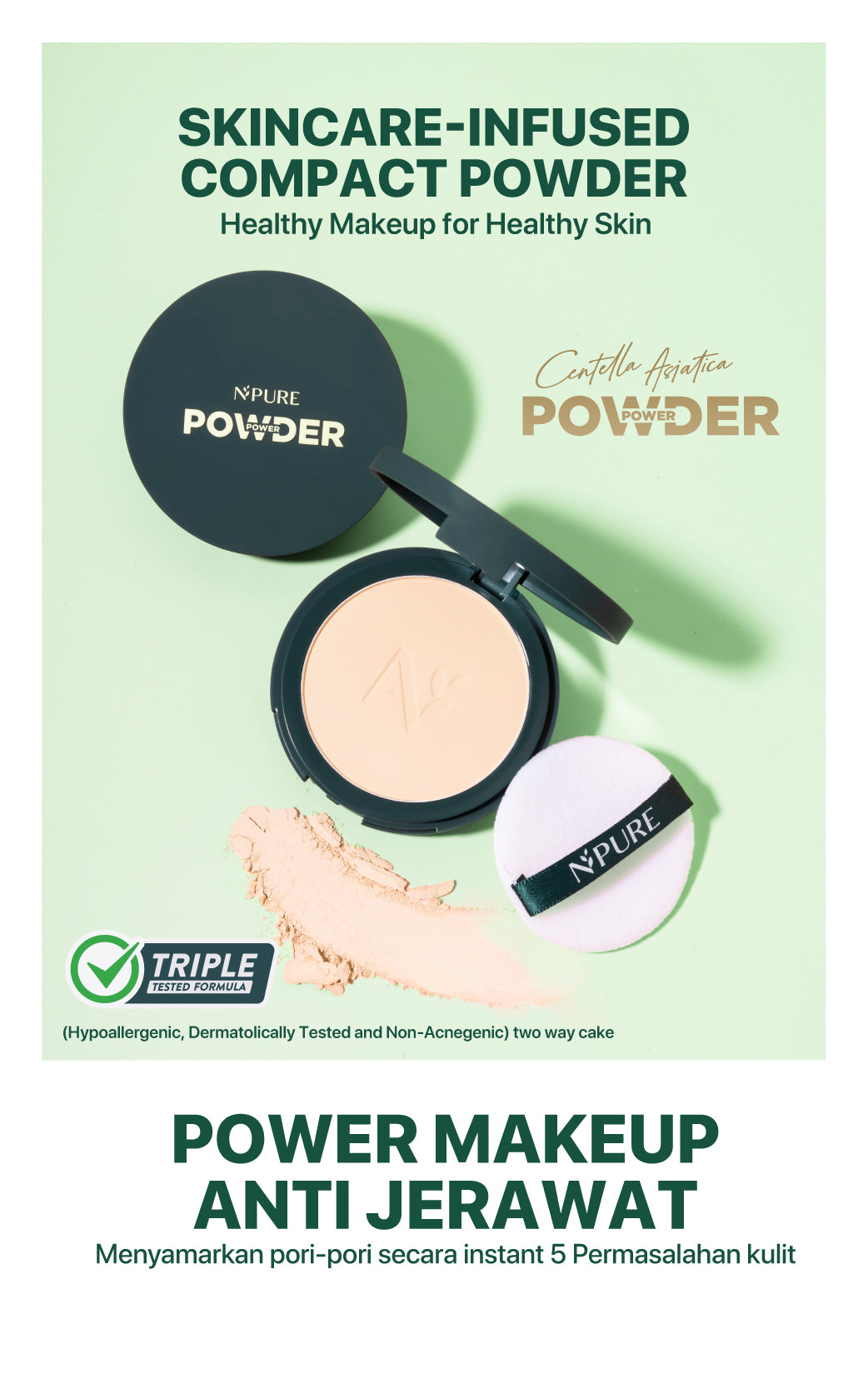 NPURE ACNE POWER COVER Power Powder / Bedak Cover Jerawat / Powder Fondation / Powder For Acne Skin / Bedak Kulit Berjerawat