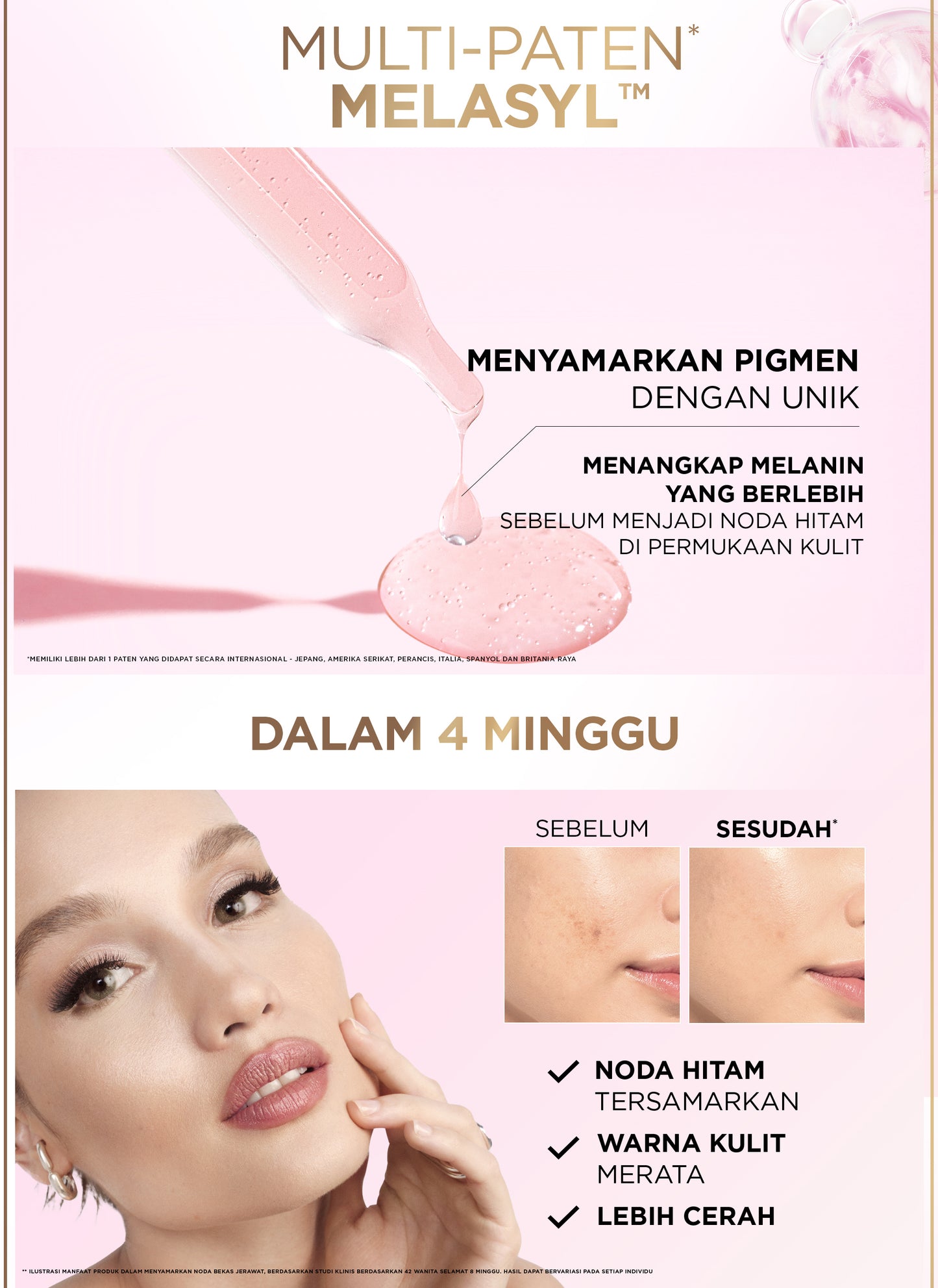 L'Oreal Paris Glycolic Bright 8% [MELASYL + GLYCOLIC + NIACINAMIDE] ANTI-DARK SPOT BRIGHTENING SERUM (Mencerahkan kulit & Menyamarkan Noda hitam bahkan bekas jerawat sekalipun)  Kulit Kusam, Noda Hitam, Bekas Jerawat, Eksfoliasi  Brightening serum