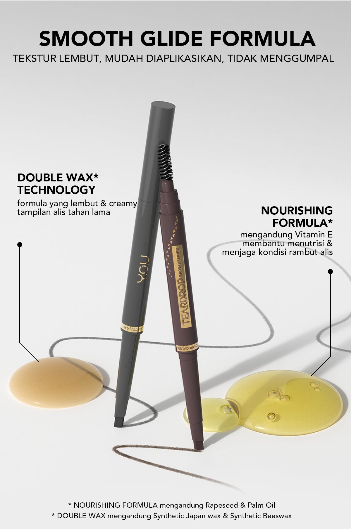 YOU Teardrop Brow Definer Pensil Alis Waterproof Pigmented Tahan Lama Makeup Mata