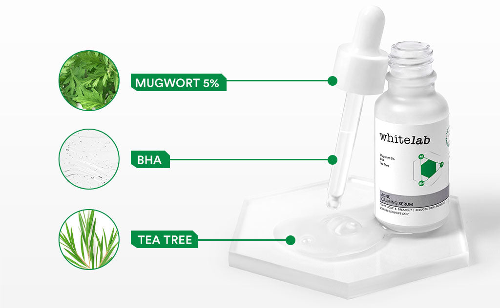 Whitelab Acne Calming Serum - Serum untuk Kulit Jerawat, Bruntusan, dan Berminyak dengan Mugwort, BHA & Tea Tree [BPOM]