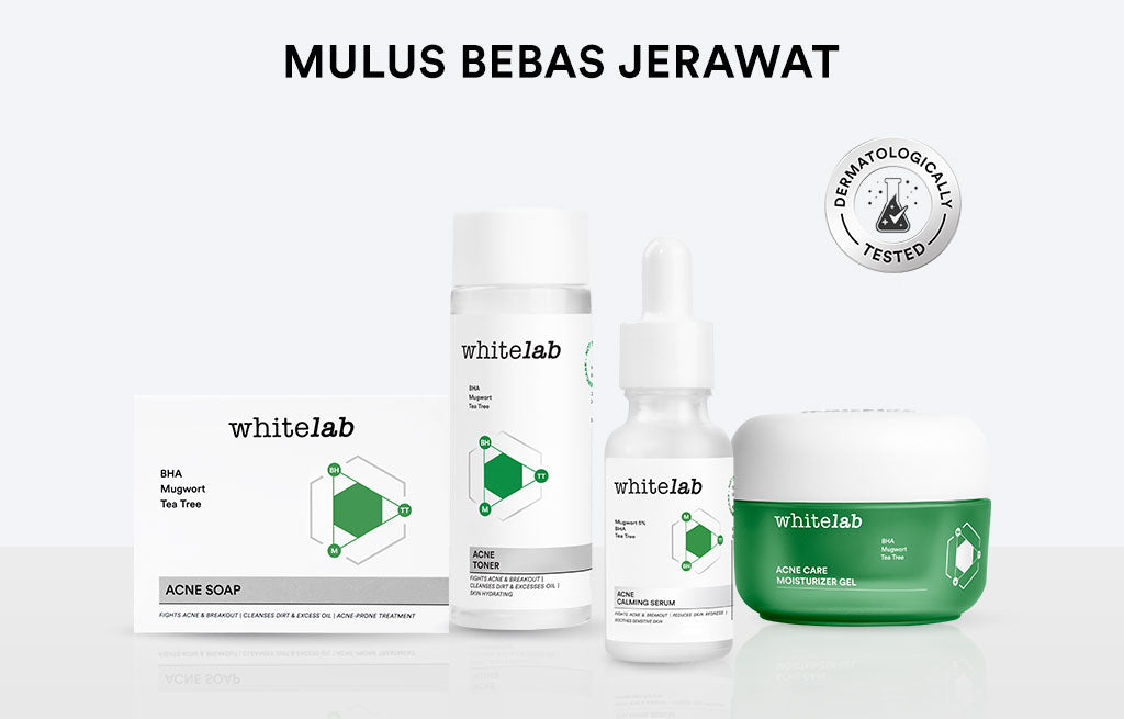 Whitelab 4 pcs Paket Acne - Facial Wash, Toner, Serum, Moisturizer Paket Skincare